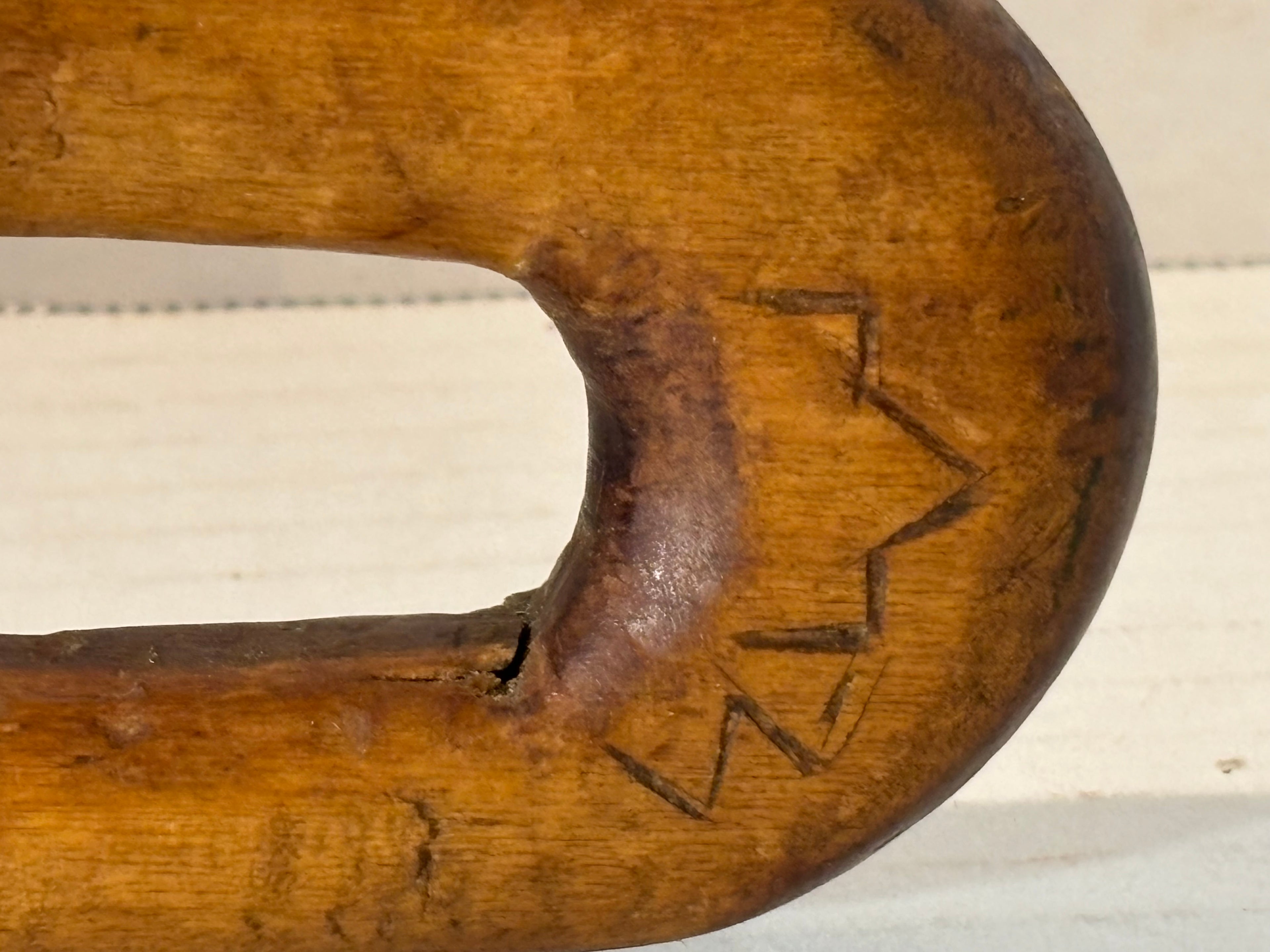 Hand-Carved Folk Art Scoop with Open U-Form Handle American, 19th Century