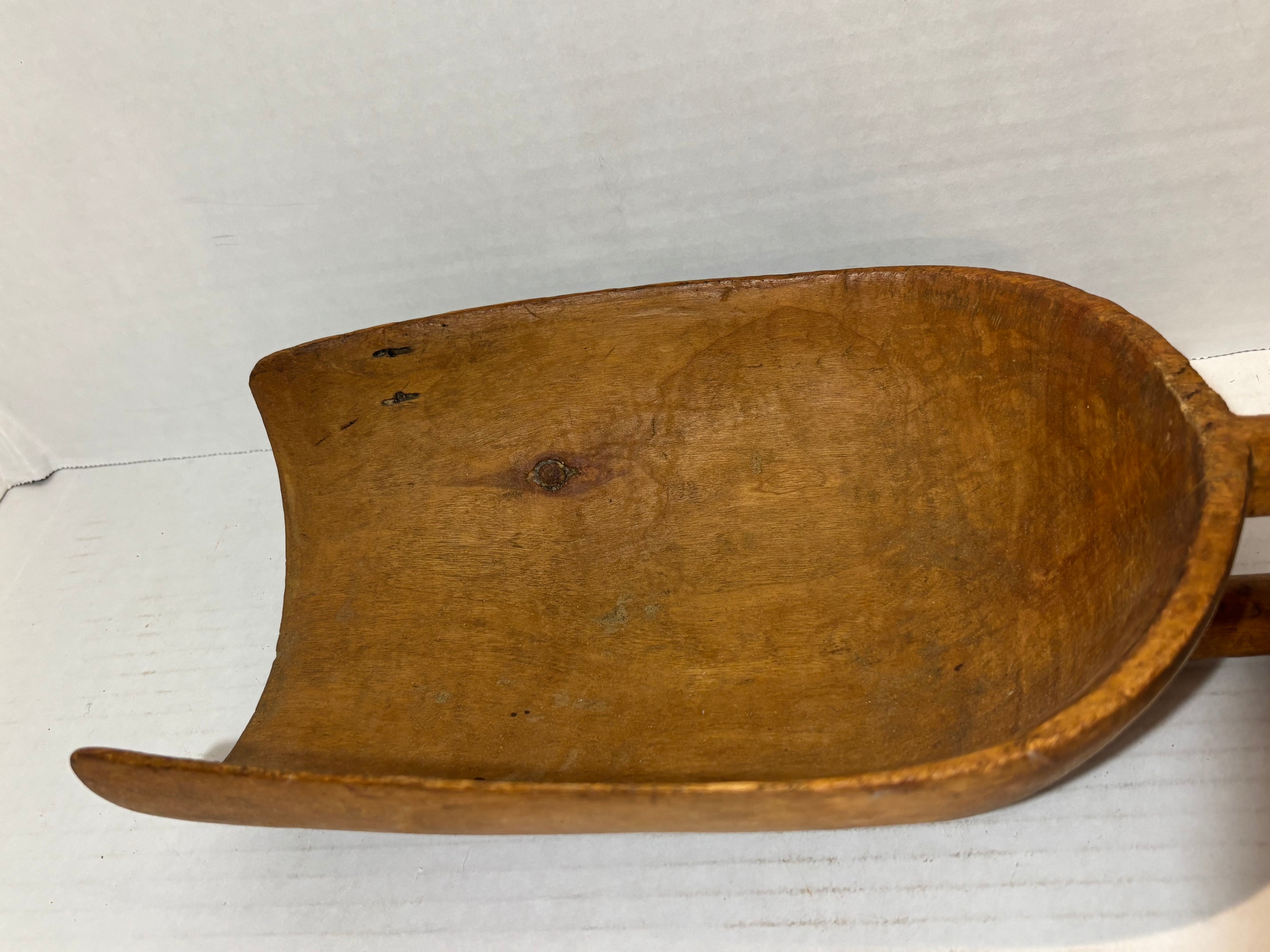 Hand-Carved Folk Art Scoop with Open U-Form Handle American, 19th Century