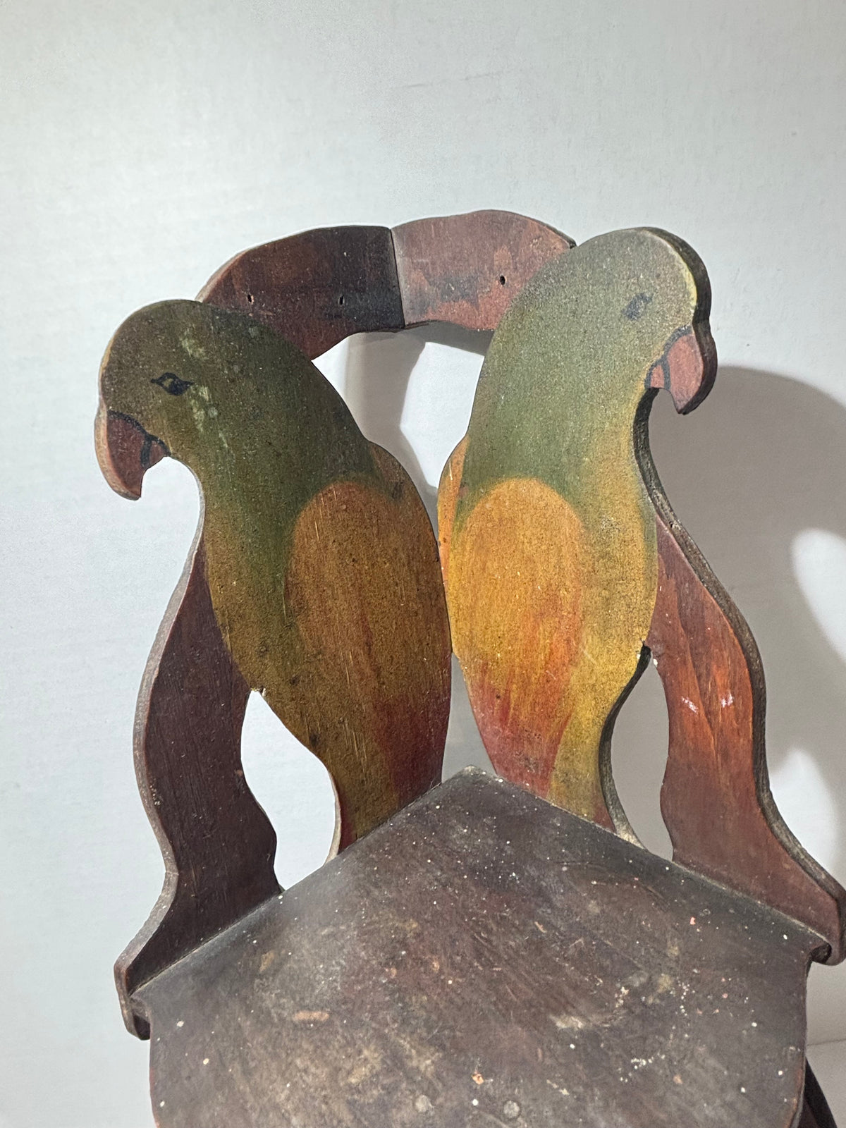 American Folk Art Painted Corner Shelf with Hand-Painted Parrots American, Art Nouveau Period, circa 1890–1910