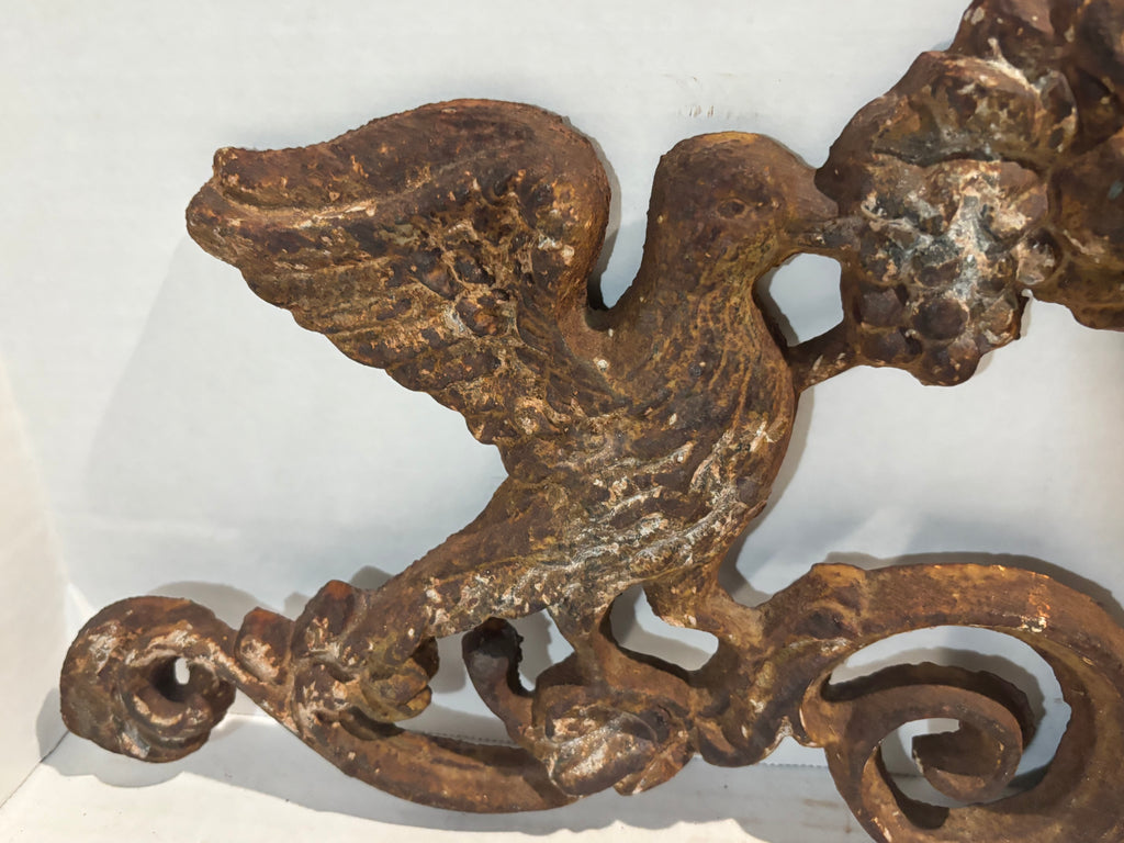 Victorian Cast-Iron Architectural Gate Crest with Birds and Fruit Basket
American, circa 1870–1895