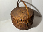 Exceptional American Covered Ash Splint Swing-Handle Basket New England or New York, Circa 1880–1910
