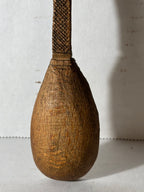Rare 19th-Century European Folk Art Carved Treen Religious Spoon — Hand Holding the Holy Bible