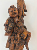 Large Chinese Qing Dynasty Rootwood Figure of a Daoist Immortal, Probably Li Tieguai