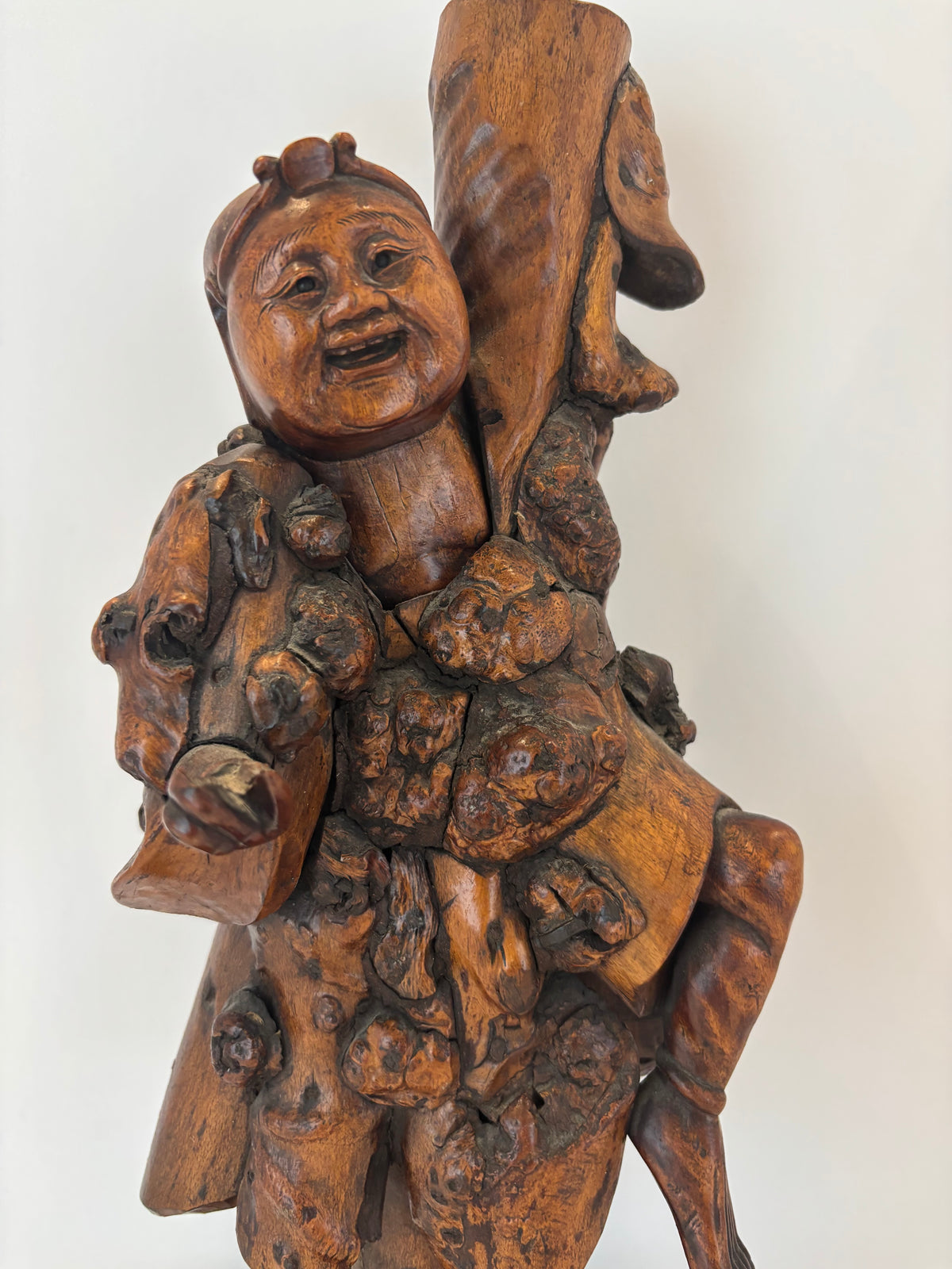 Large Chinese Qing Dynasty Rootwood Figure of a Daoist Immortal, Probably Li Tieguai