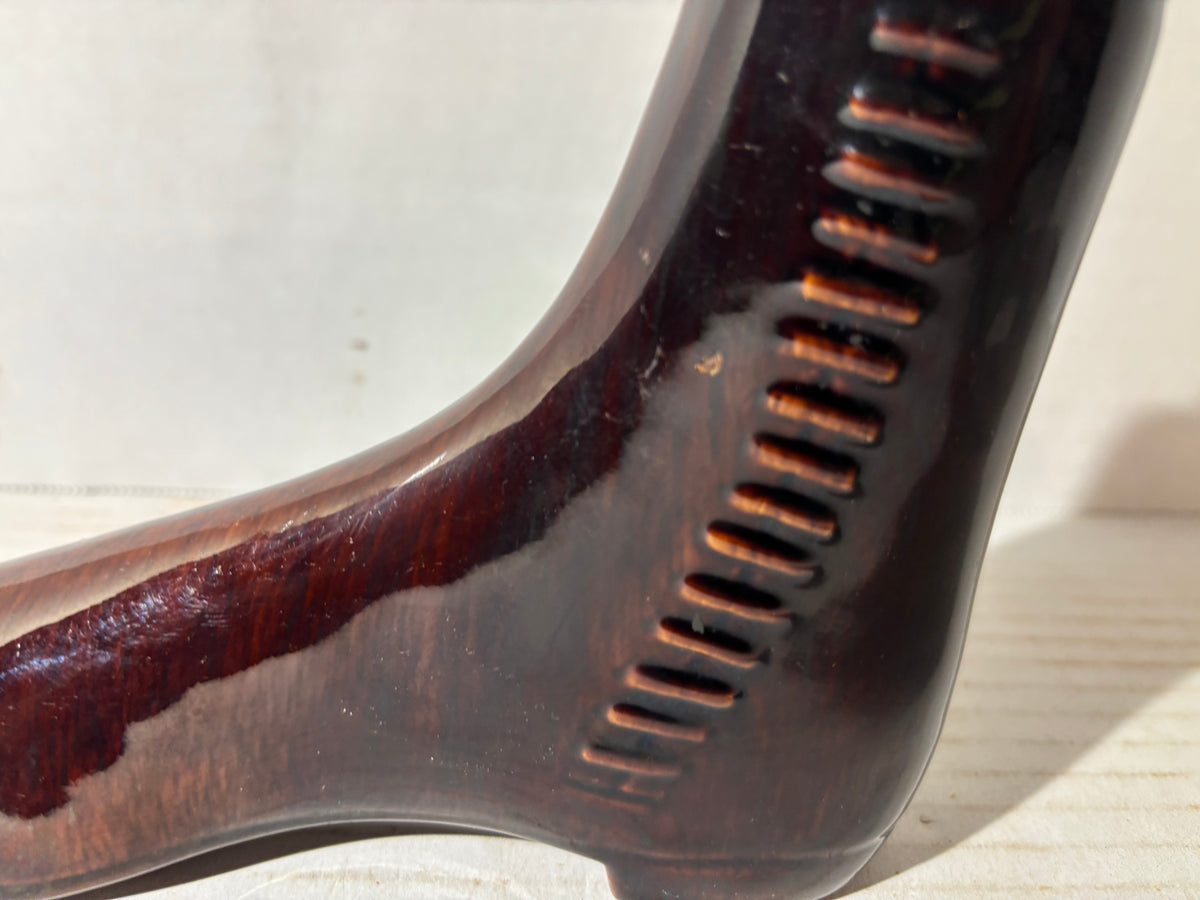 Rare American Rockingham-Glazed Shoe Form Spirit Flask (Bennington Type) American, circa 1845–1860