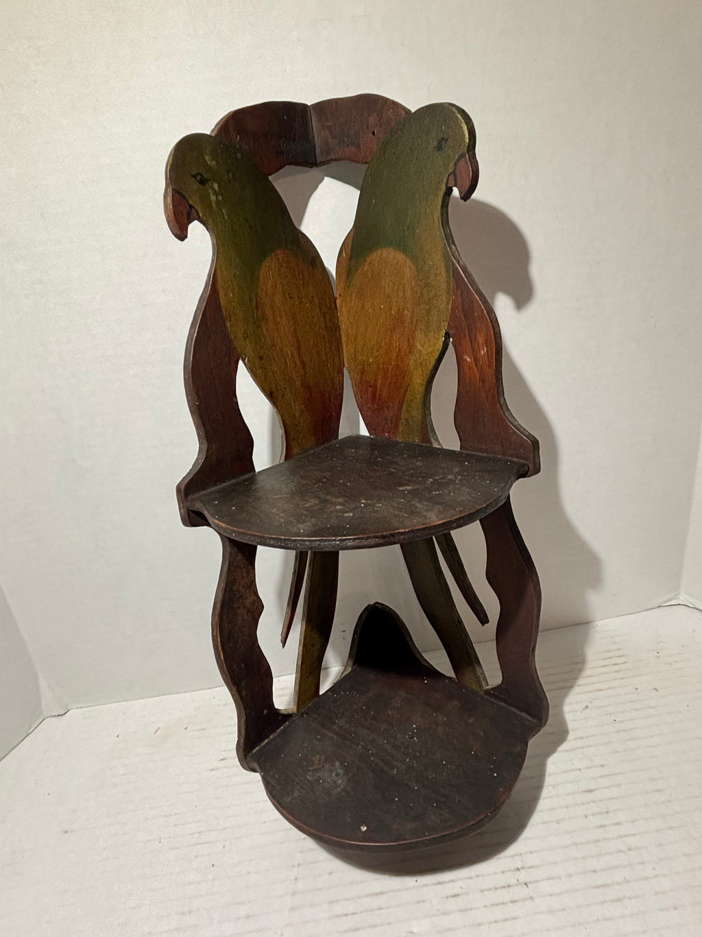 American Folk Art Painted Corner Shelf with Hand-Painted Parrots American, Art Nouveau Period, circa 1890–1910