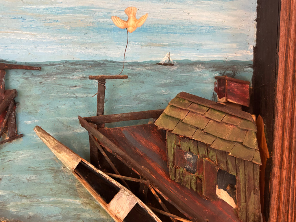 Maine Coastal Folk Art Harbor Diorama American, Maine