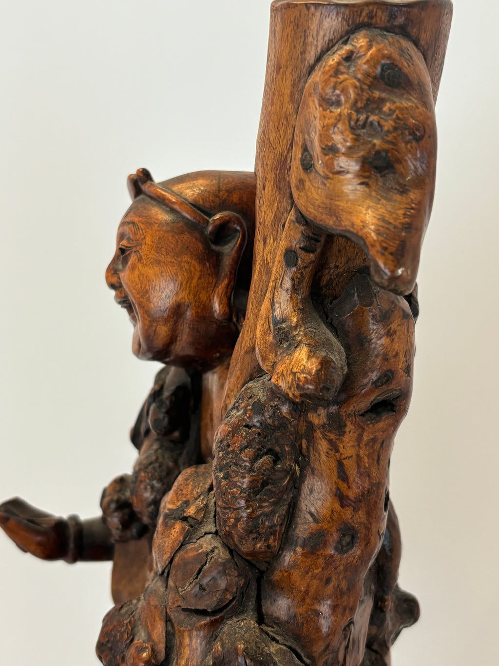 Large Chinese Qing Dynasty Rootwood Figure of a Daoist Immortal, Probably Li Tieguai