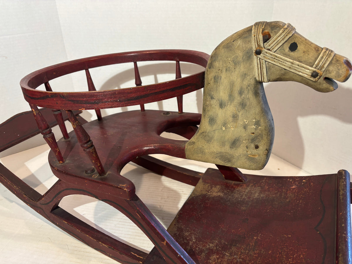 AMERICAN FOLK ART NURSERY ROCKING HORSE