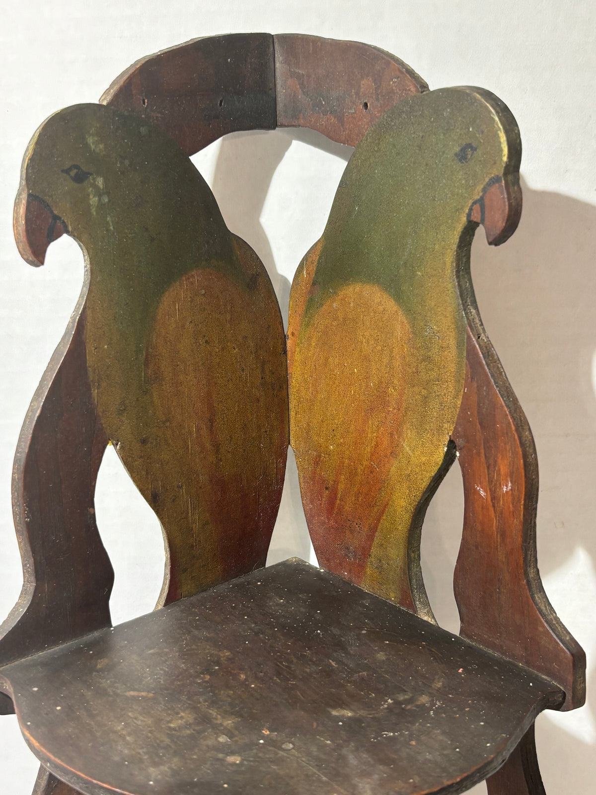 American Folk Art Painted Corner Shelf with Hand-Painted Parrots American, Art Nouveau Period, circa 1890–1910