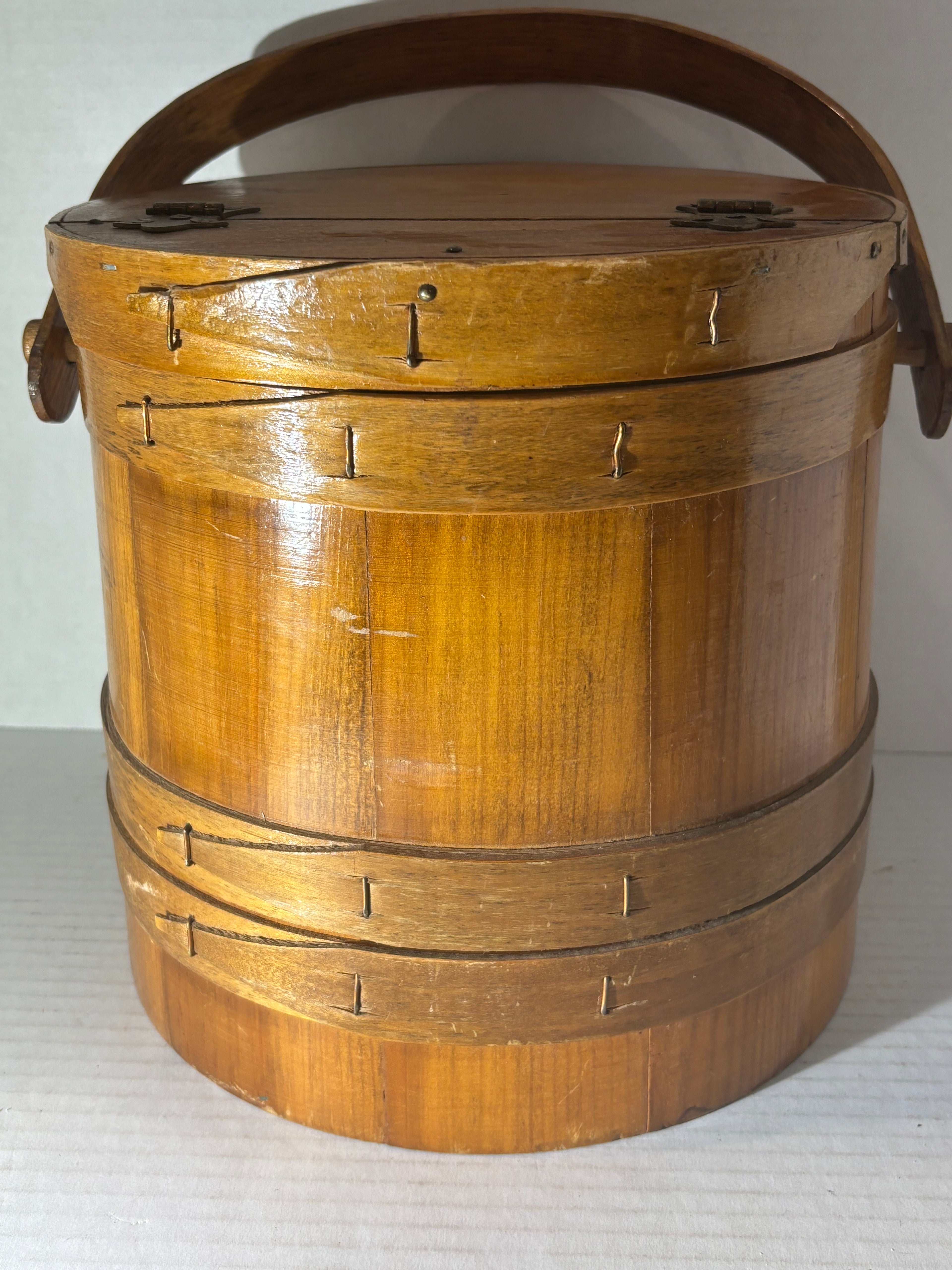 Pennsylvania Bentwood Sewing Bucket with Interior Shelf, Mid-19th Century