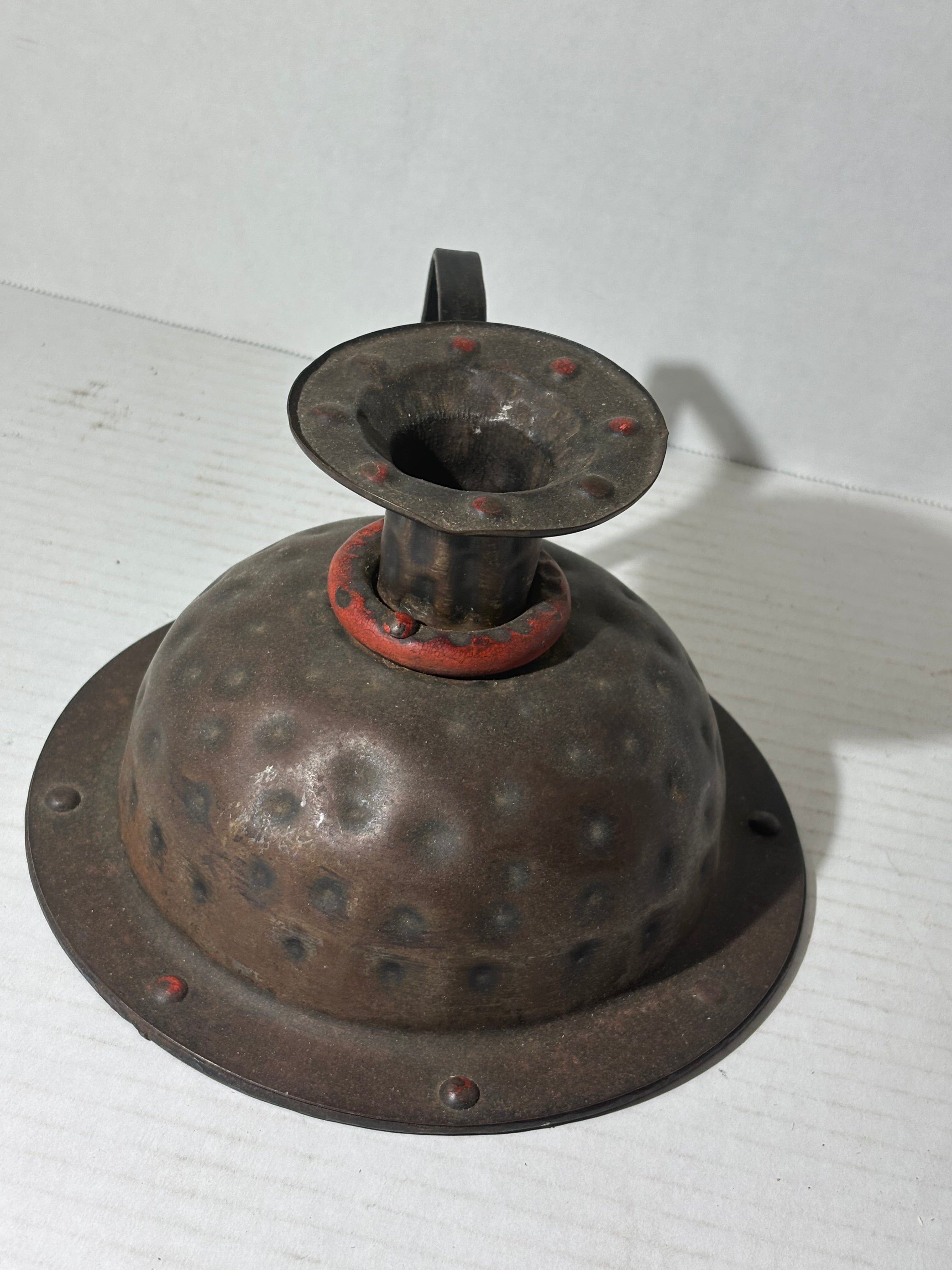 German Arts & Crafts Hammered Copper Chamberstick