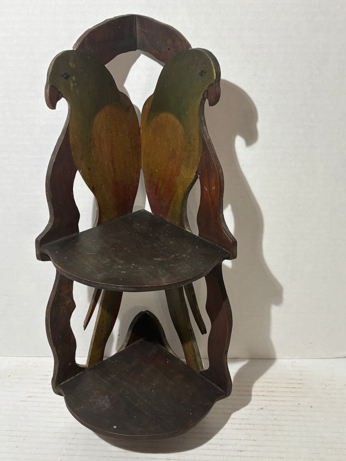 American Folk Art Painted Corner Shelf with Hand-Painted Parrots American, Art Nouveau Period, circa 1890–1910
