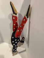 WONDERFULLY GRAPHIC AMERICAN FOLK ART ACROBATIC CLOWN WHIRLIGIG