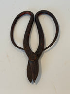 Exceptional Early Wrought-Iron Scissors with Exaggerated Open-Loop Handles and Old Red Paint