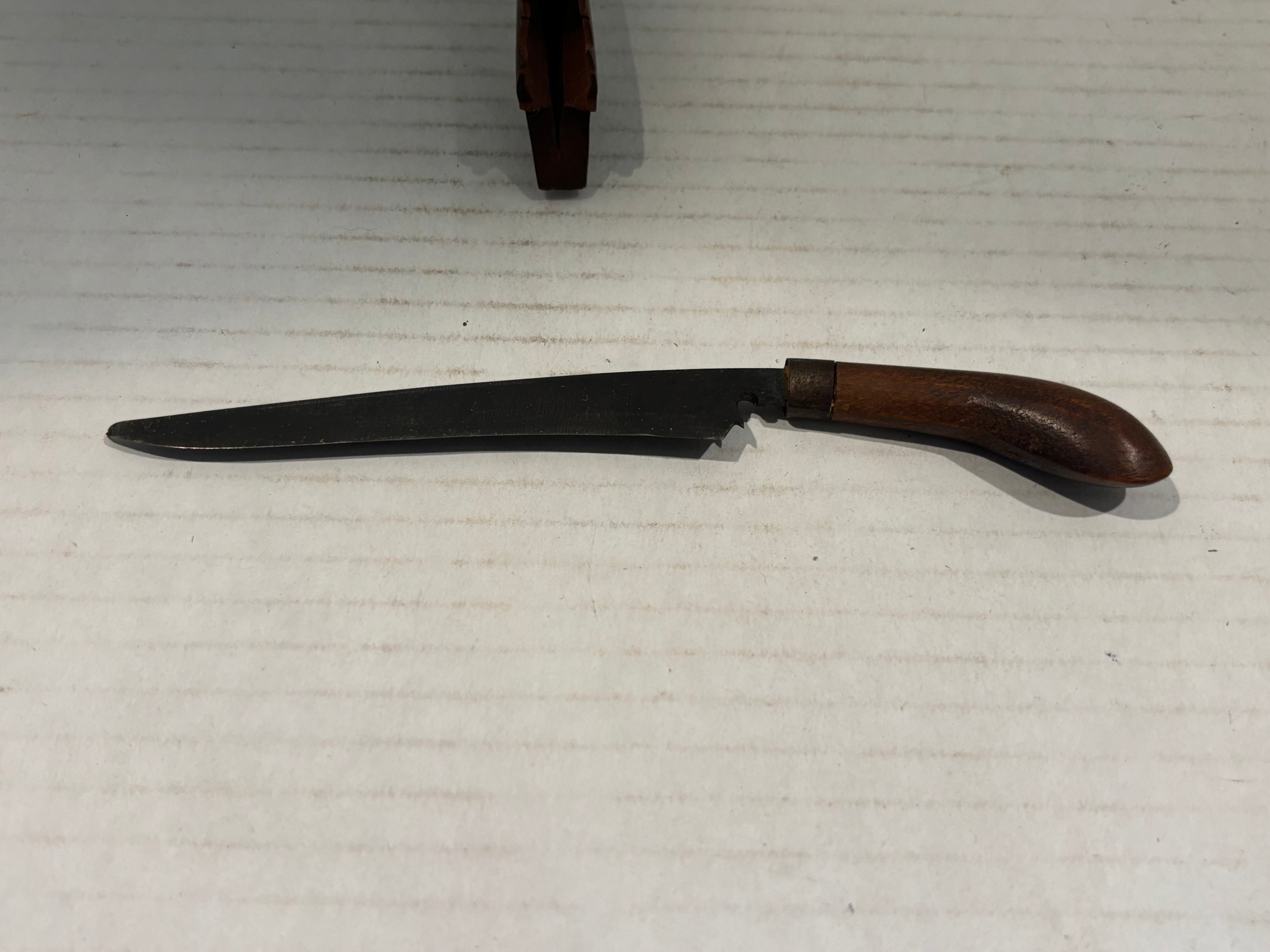 Late 19th Century Grafting Knife with Original Folk-Carved Wooden Sheath