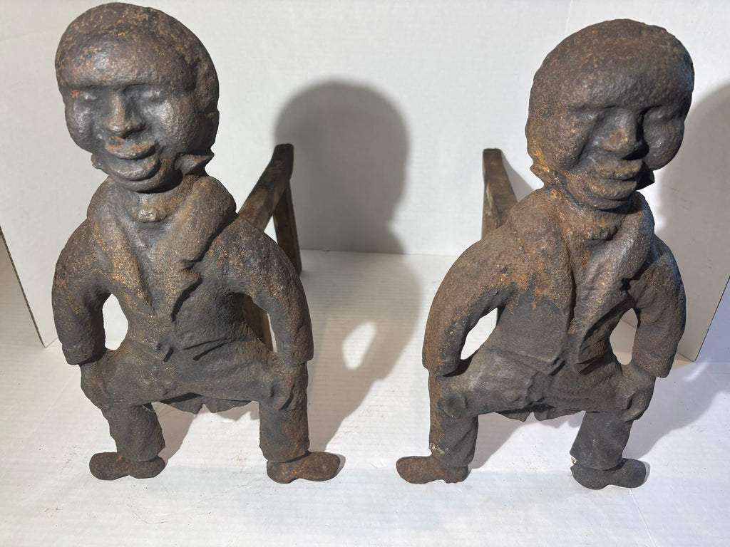 Pair of Monumental American Figural Cast Iron Andirons American, circa 1880–1910