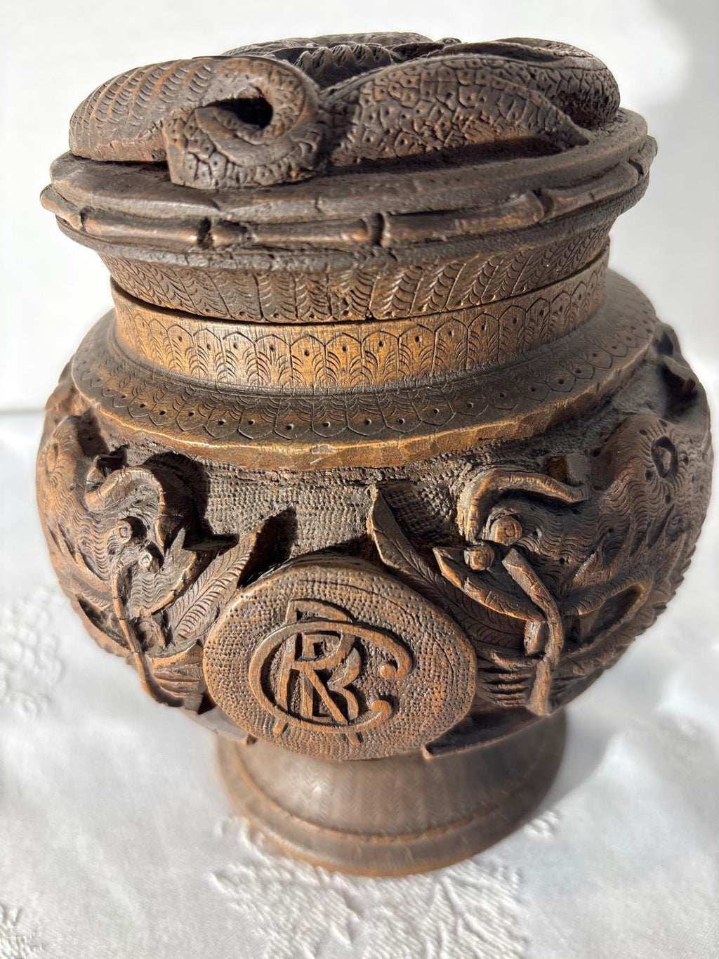 Carved Hardwood Lidded Vessel, China (Canton Export Market), Late Qing Dynasty, c. 1870–1900
