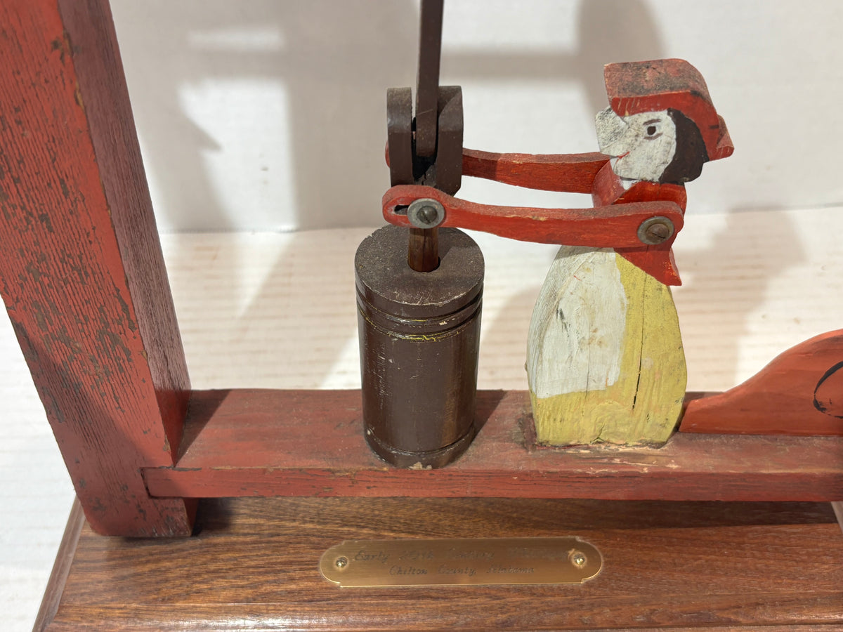 Early 20th Century Southern Folk Art Animated Butter Churning Whirligig Attributed to Chilton County, Alabama, circa 1900–1930