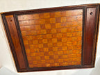 Exceptional 19th-Century Canadian Folk Art Parquetry Checkerboard with Original Playing Pieces