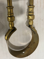 TWO RELATED GEORGIAN BRASS & IRON EMBER OR PIPE TONGS WITH HAND-FORM TERMINALS