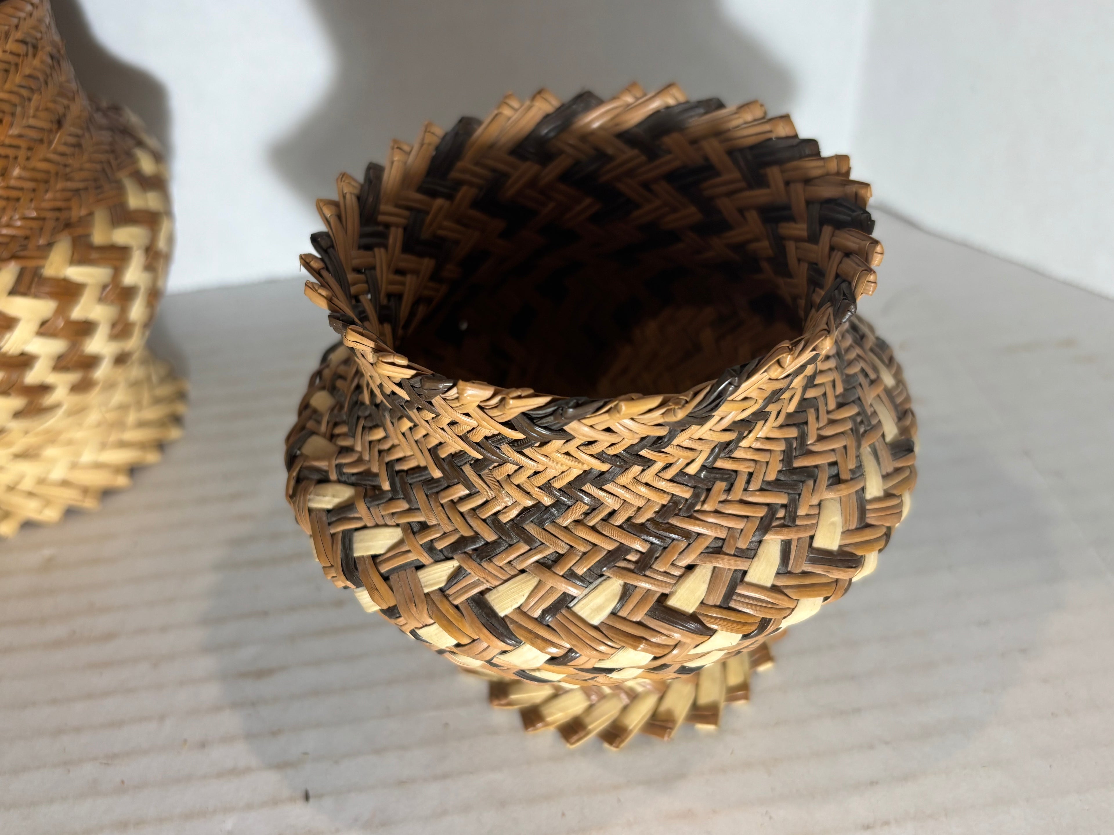 Three Indigenous Central American Miniature Basket Vessels
Probably Panama or Costa Rica, Mid-20th Century (circa 1955–1975)