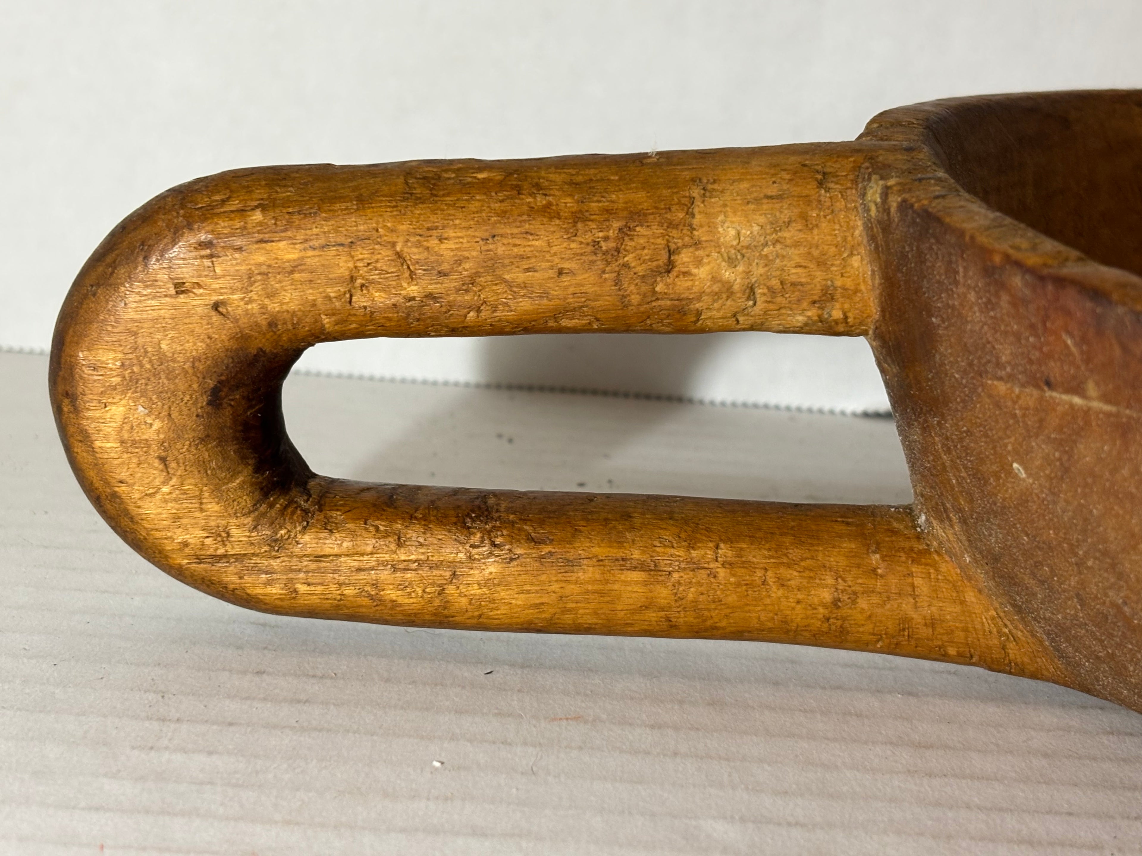 Hand-Carved Folk Art Scoop with Open U-Form Handle American, 19th Century
