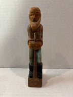 American Folk Art Carved and Painted Bearded Woodsman