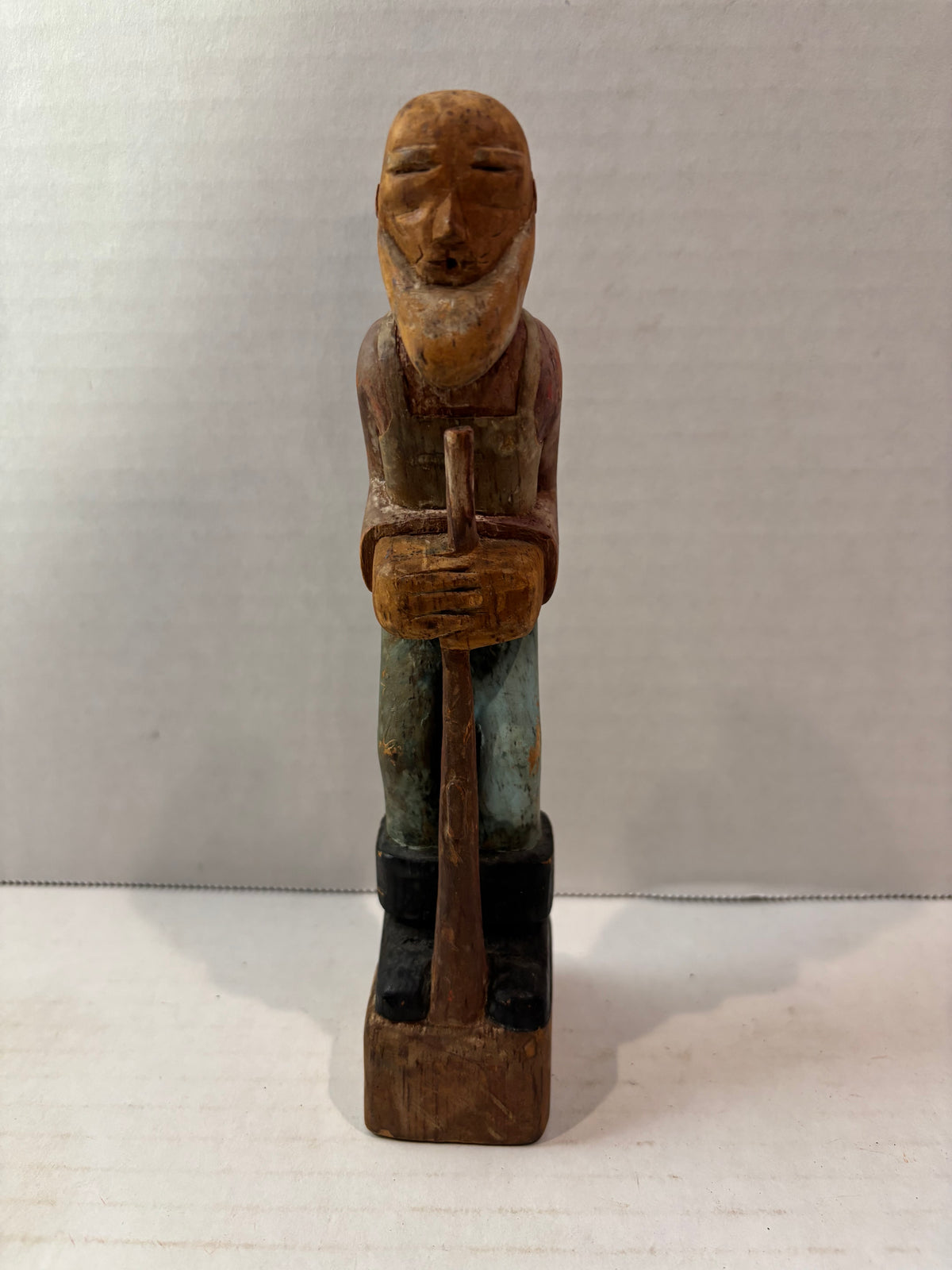 American Folk Art Carved and Painted Bearded Woodsman