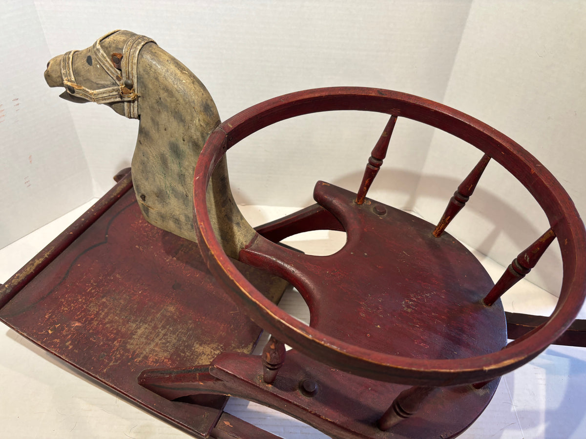 AMERICAN FOLK ART NURSERY ROCKING HORSE