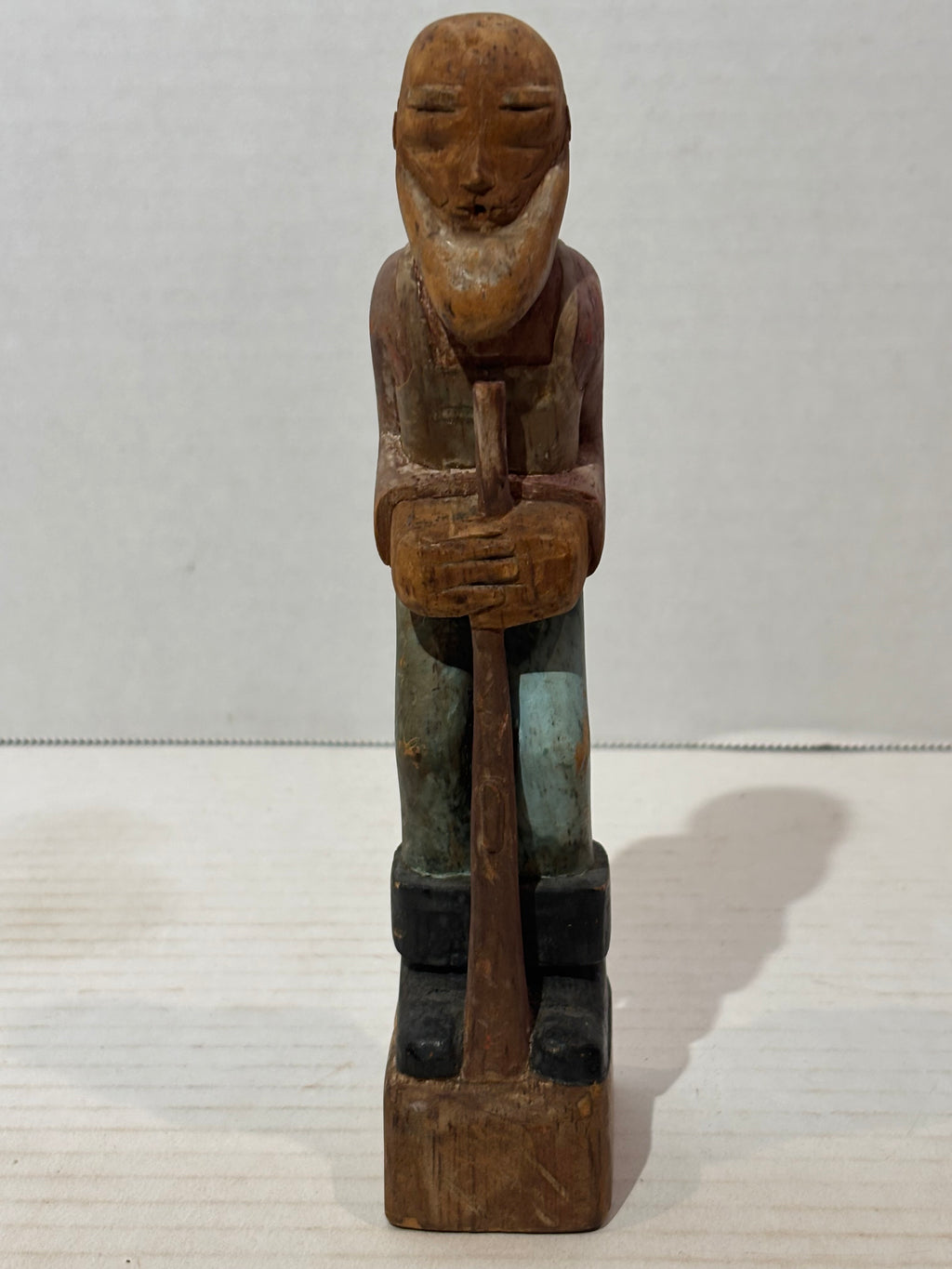 American Folk Art Carved and Painted Bearded Woodsman