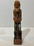 American Folk Art Carved and Painted Bearded Woodsman