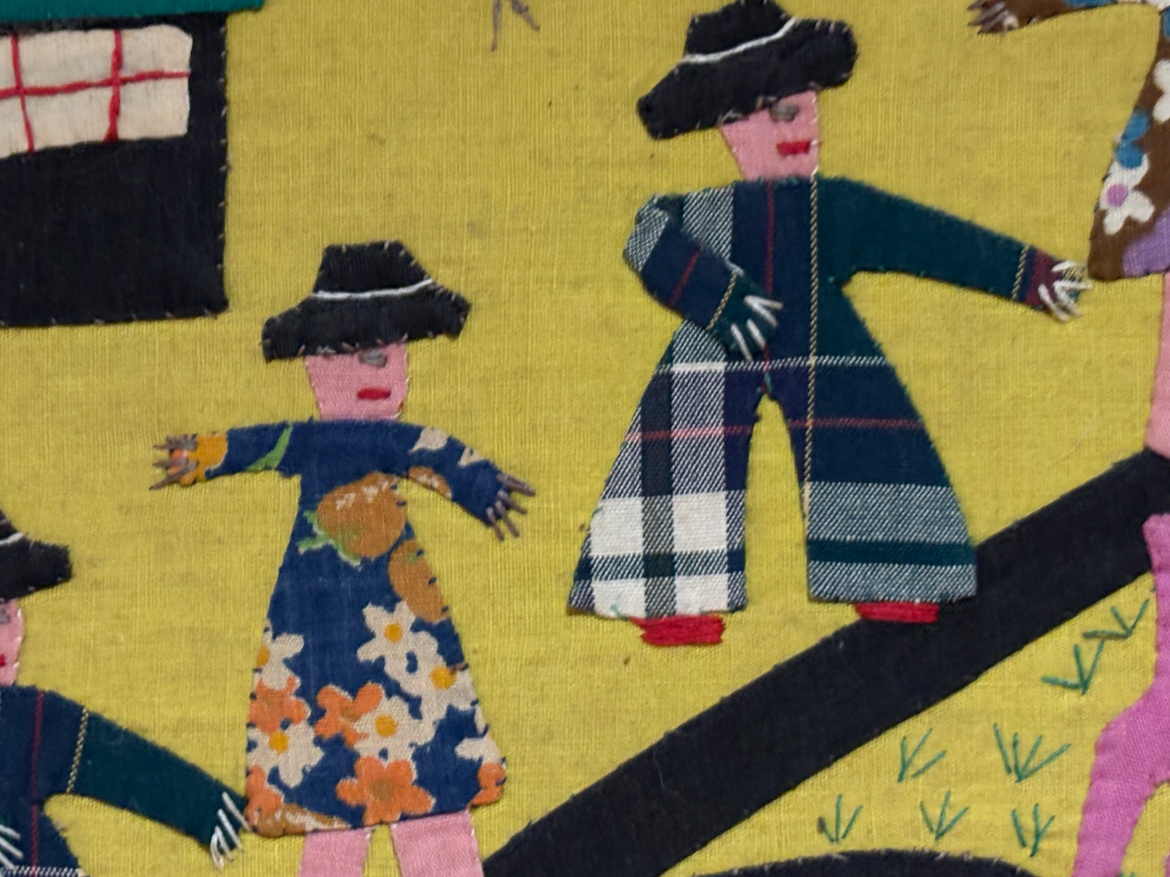 Large Signed Latin American Folk Art Appliqué Textile Berenice Morales, Taller Santa Rosa Circa 1965–1980