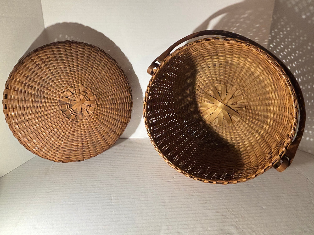 Exceptional American Covered Ash Splint Swing-Handle Basket New England or New York, Circa 1880–1910