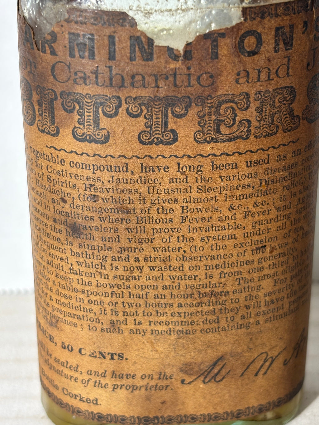 ARMINGTON’S SUPERIOR CATHARTIC AND JAUNDICE BITTERS