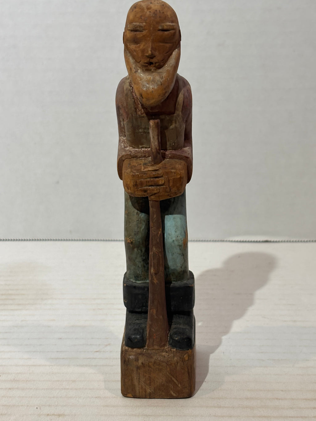 American Folk Art Carved and Painted Bearded Woodsman