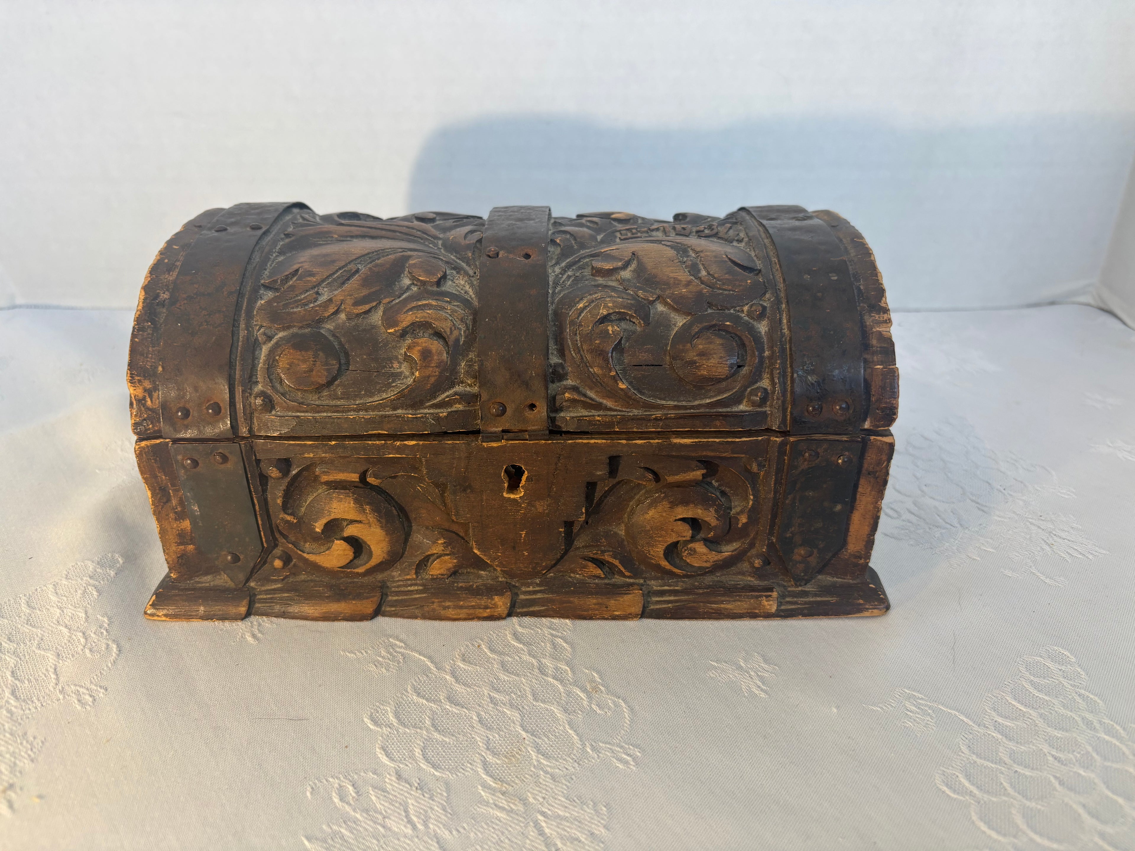 Carved Casket-Form Box, Precisely Dated February 10, 1834