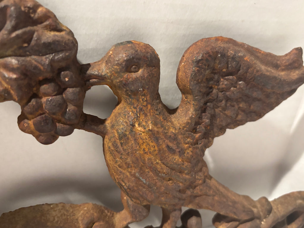 Victorian Cast-Iron Architectural Gate Crest with Birds and Fruit Basket
American, circa 1870–1895