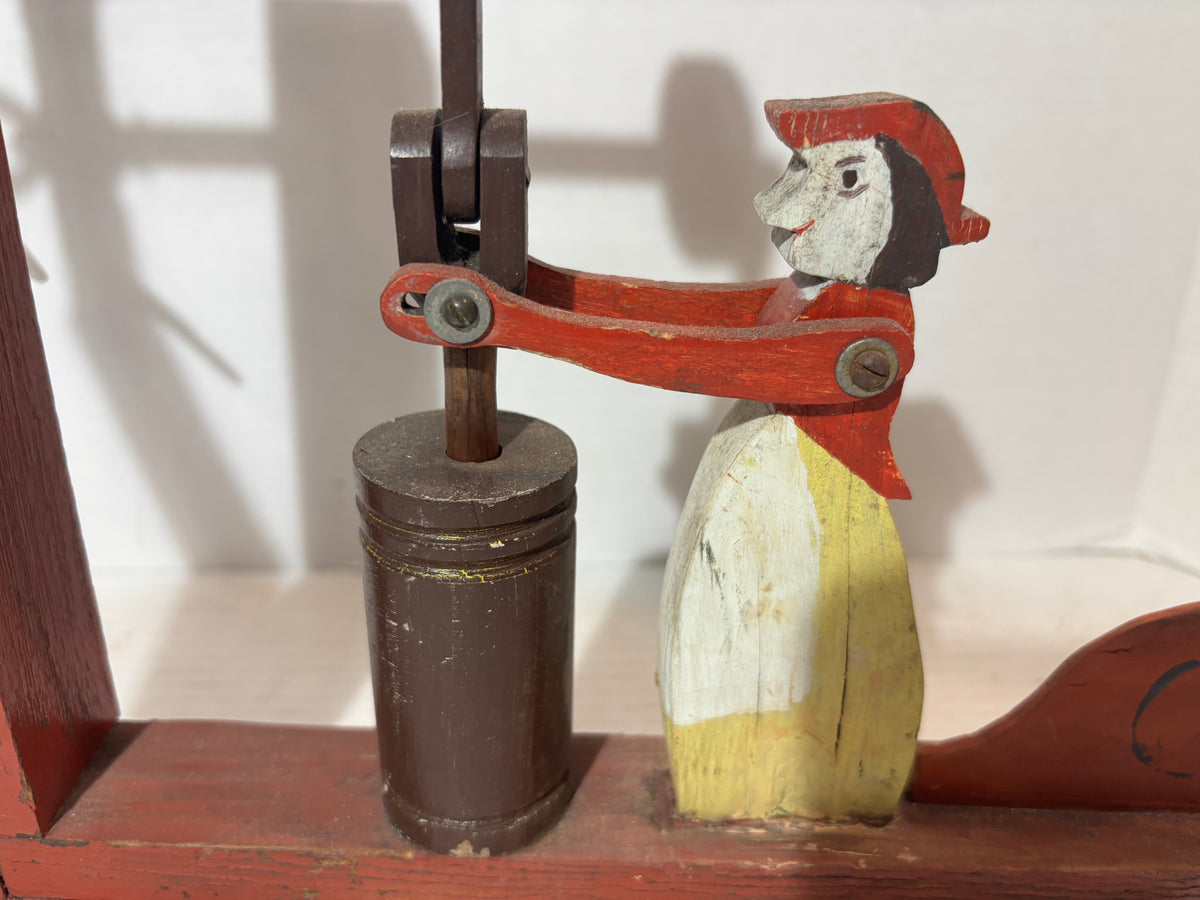 Early 20th Century Southern Folk Art Animated Butter Churning Whirligig Attributed to Chilton County, Alabama, circa 1900–1930
