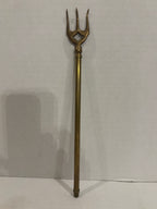UNUSUAL EARLY BRASS TELESCOPING THREE-PRONG HEARTH FORK