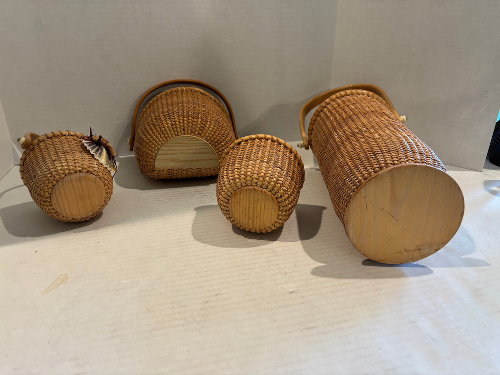 Collection of Four Handwoven Nantucket-Style Baskets Cape Cod, Massachusetts, late 20th century