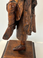 Large Chinese Qing Dynasty Rootwood Figure of a Daoist Immortal, Probably Li Tieguai