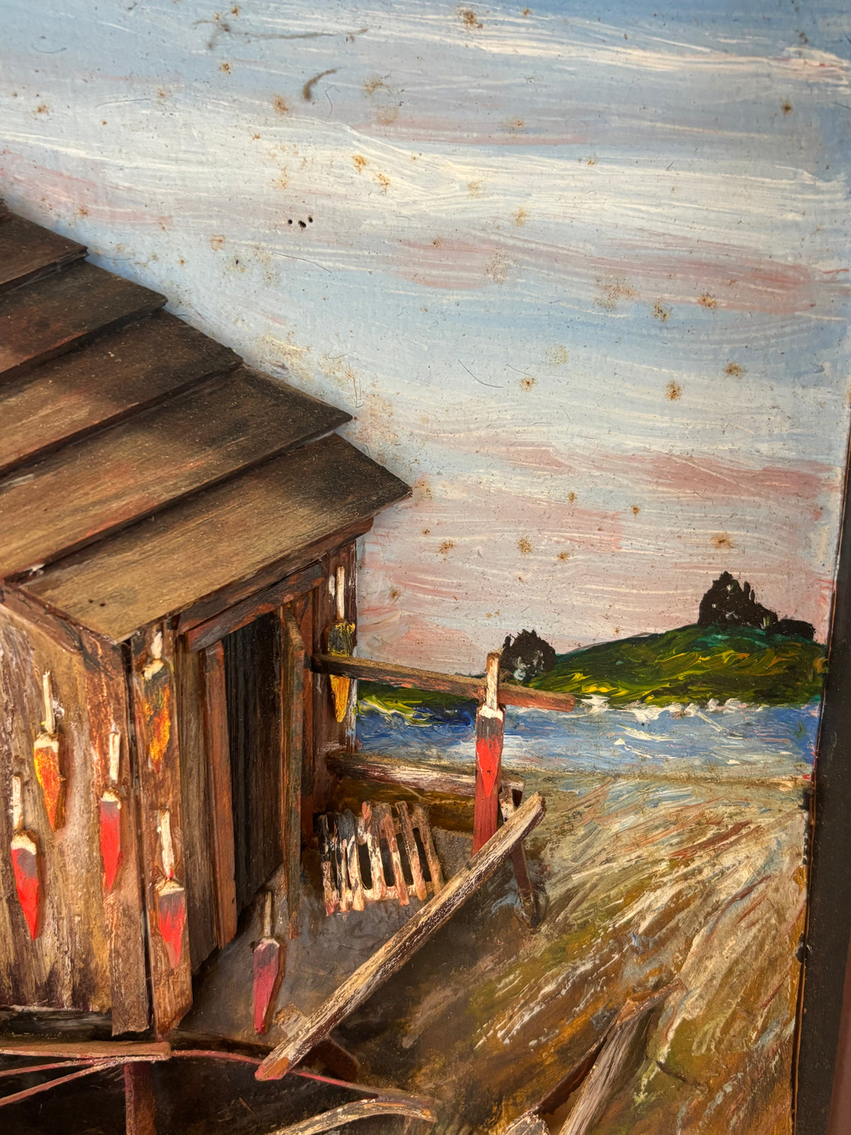 Maine Coastal Folk Art Fishing Shack Diorama American, Maine, circa 1940–1960