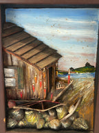 Maine Coastal Folk Art Fishing Shack Diorama American, Maine, circa 1940–1960