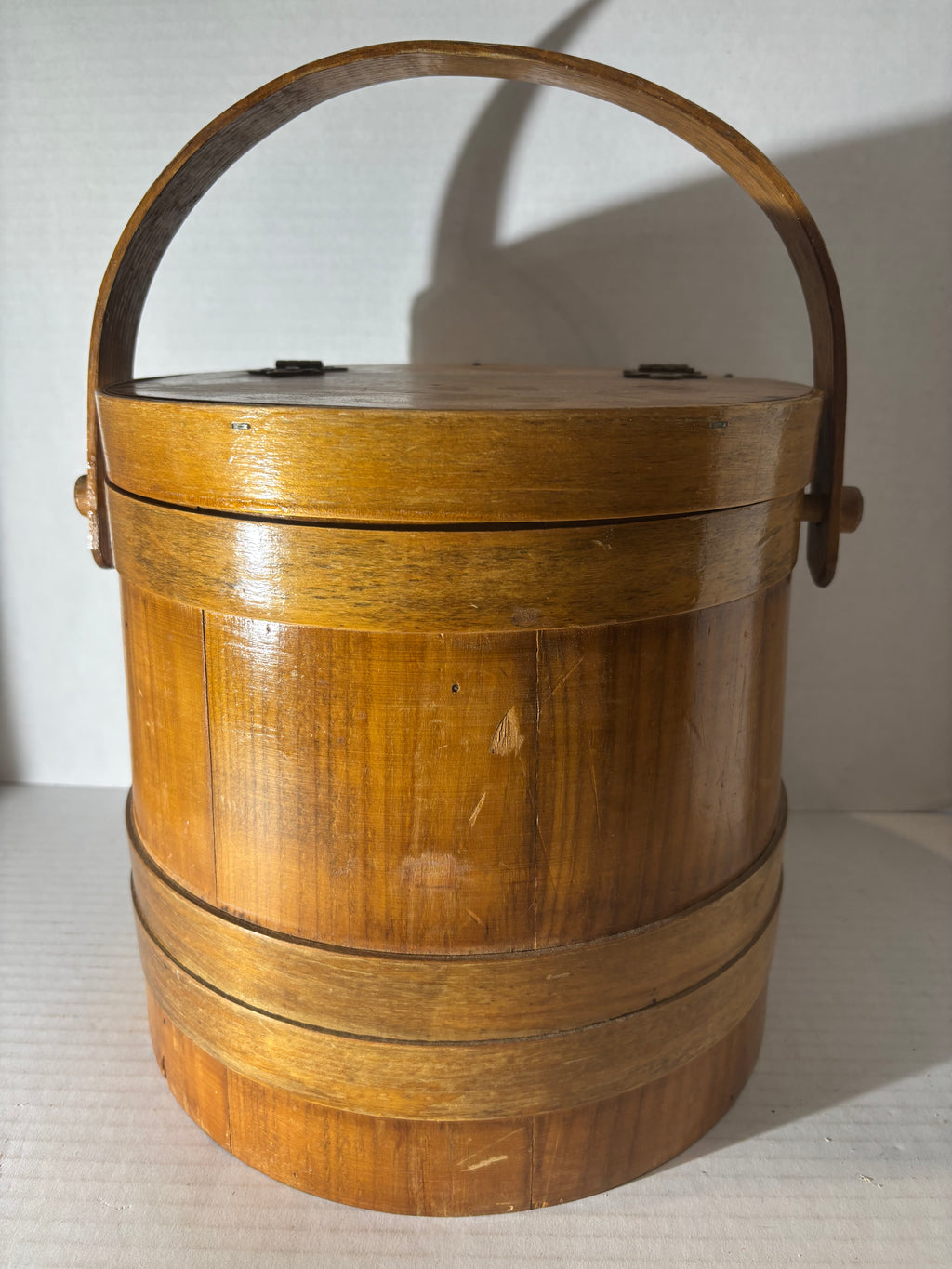Pennsylvania Bentwood Sewing Bucket with Interior Shelf, Mid-19th Century