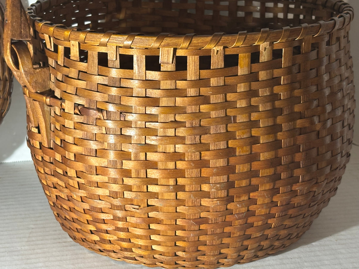 Exceptional American Covered Ash Splint Swing-Handle Basket New England or New York, Circa 1880–1910