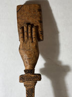 Rare 19th-Century European Folk Art Carved Treen Religious Spoon — Hand Holding the Holy Bible