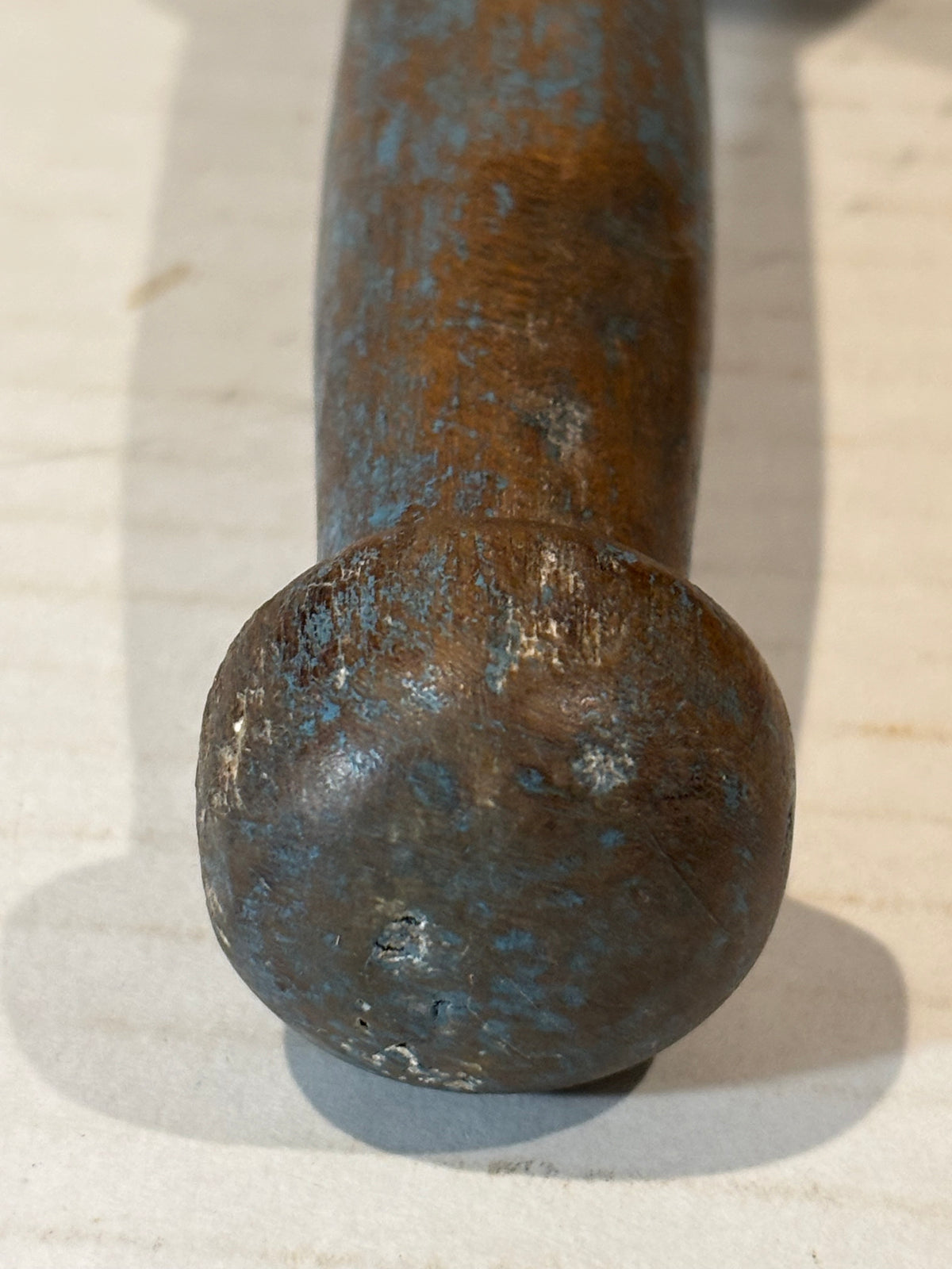 Exceptional Early American Blue-Painted Mortar and Pestle, Probably New England, c. 1820–1850.