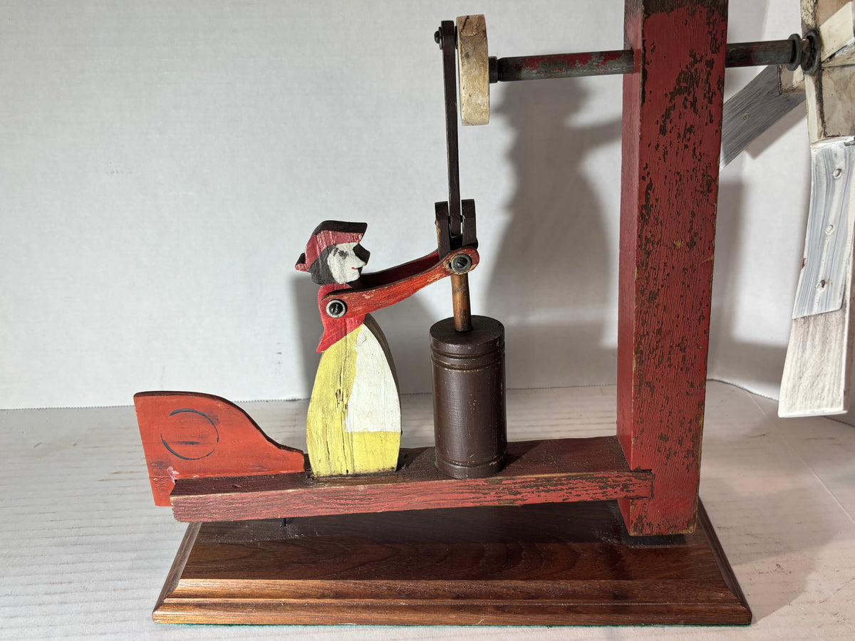 Early 20th Century Southern Folk Art Animated Butter Churning Whirligig Attributed to Chilton County, Alabama, circa 1900–1930