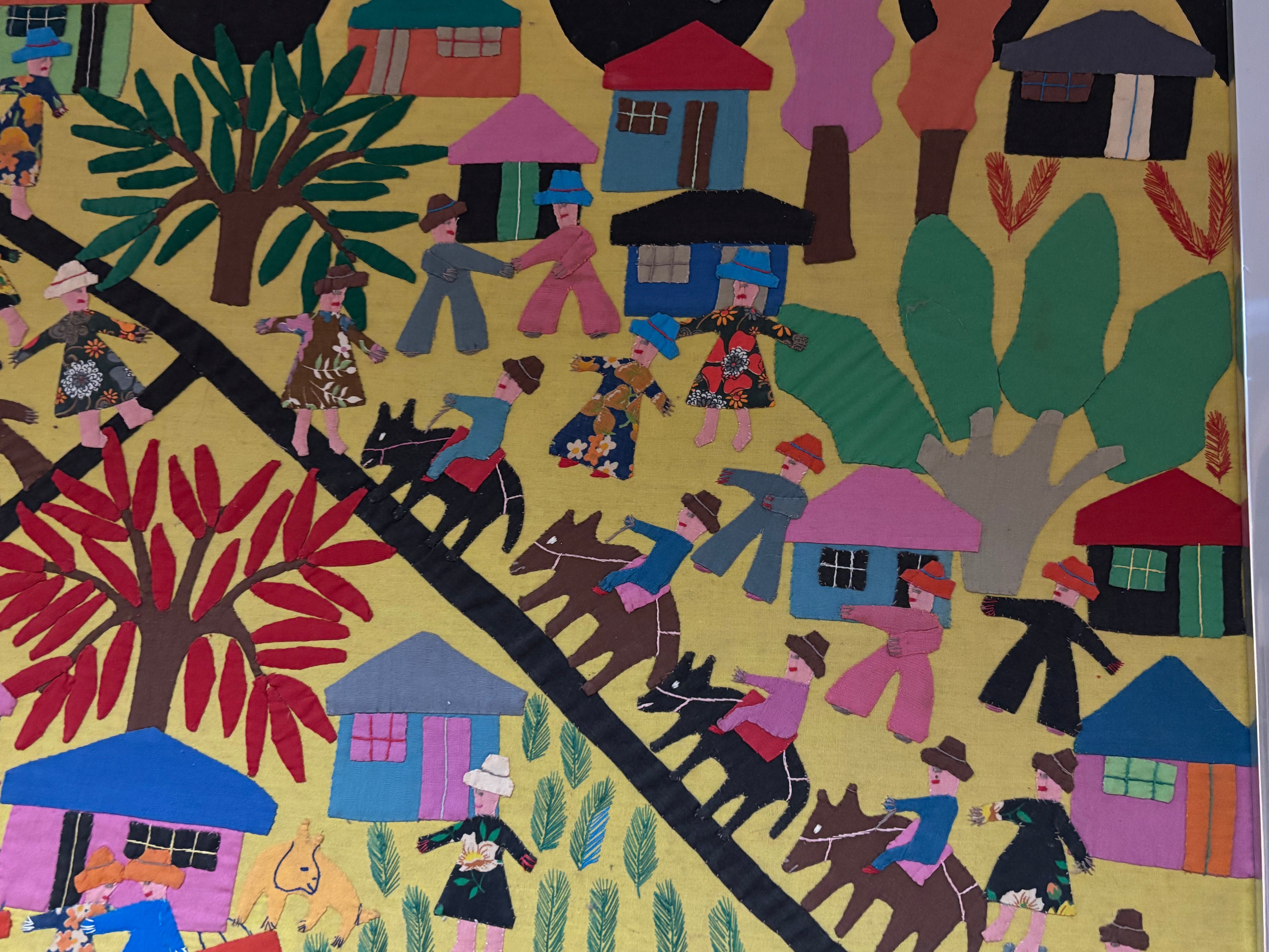 Large Signed Latin American Folk Art Appliqué Textile Berenice Morales, Taller Santa Rosa Circa 1965–1980